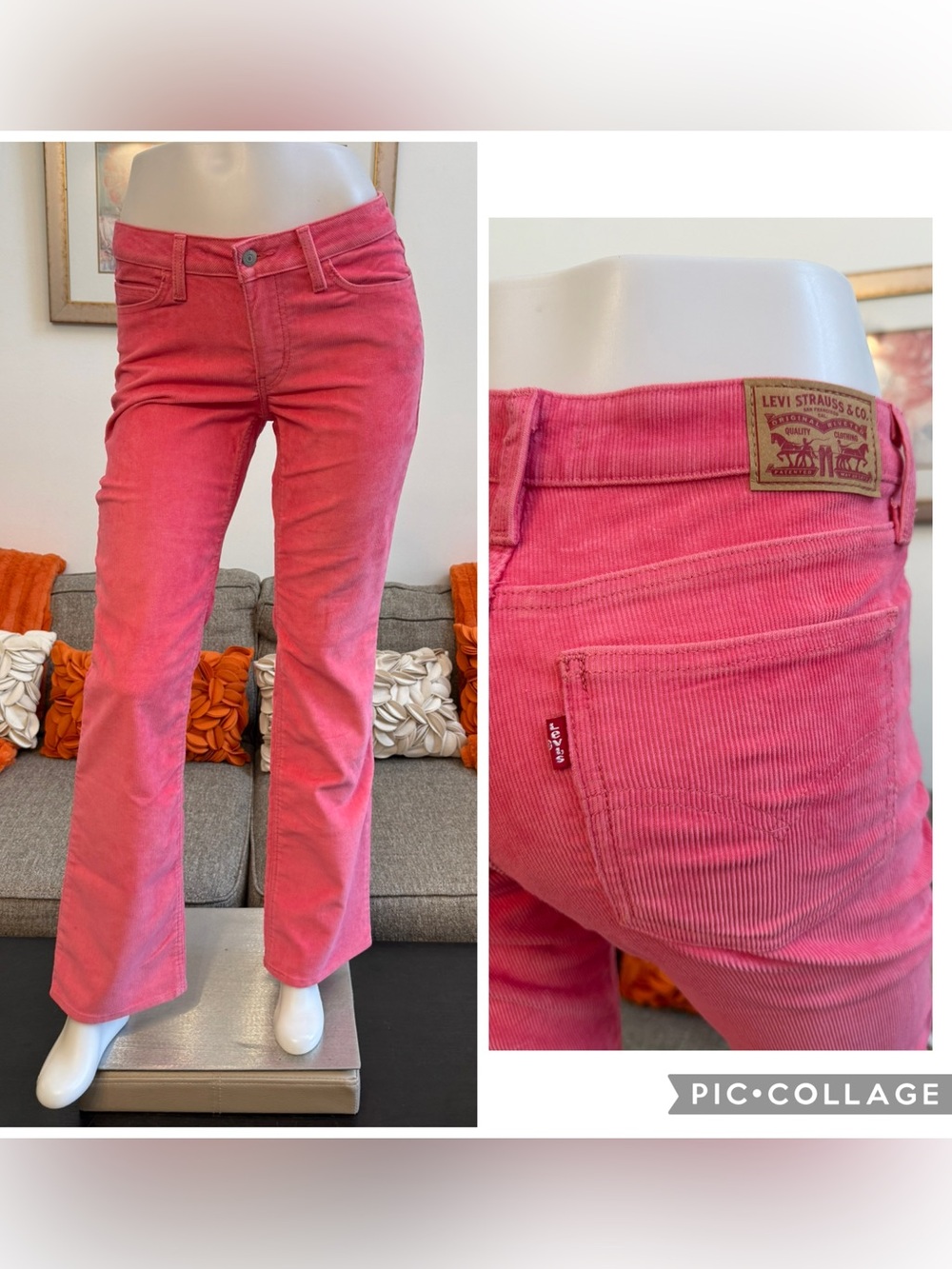 NWOT Levi's Super Low Rise Pink Corduroy Bootcut Pants